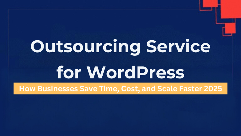 Illustration showing WordPress work handled by external team Outsourcing Service