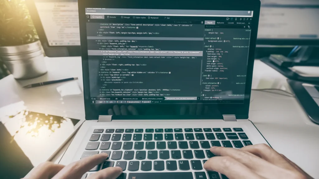 custom website development process on a laptop screen