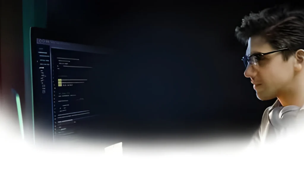 web developer working on custom website development code